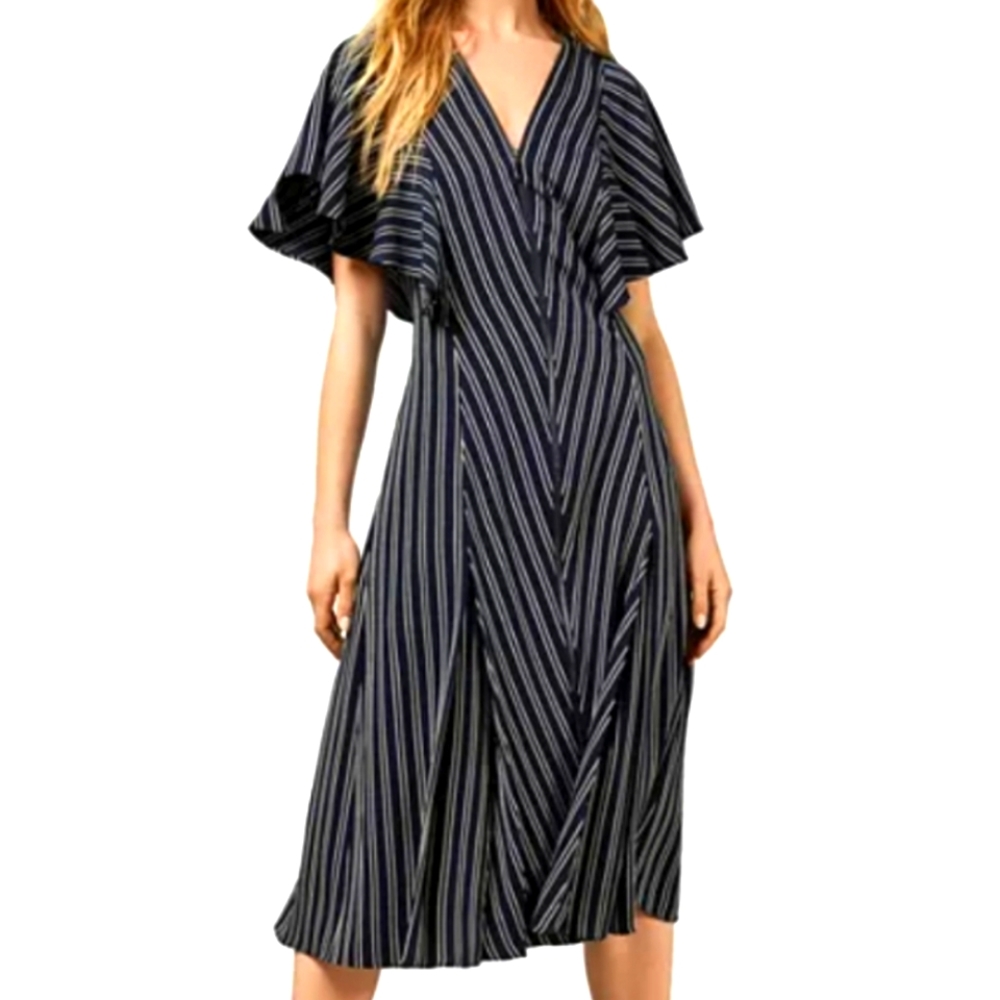 Ted Baker Flissie Zip Front Striped Midi Dress
